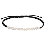 Knotted bracelet Fresh water pearl Polyester Silver 925