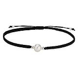 Knotted bracelet Fresh water pearl Polyester Silver 925