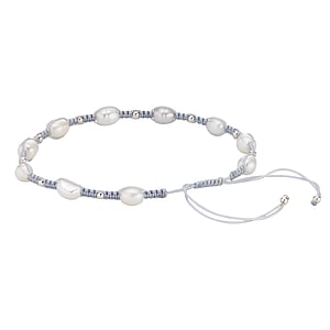 Beach bracelet Fresh water pearl Polyester Silver 925