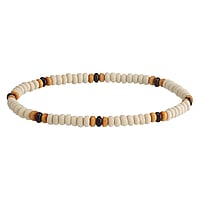 Surfer bracelet out of Wood with Acrylic pearls. Cross-section:4,2mm. Length:19cm. Elastic.