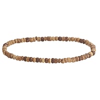 Bracelet surfeur avec Bois de noix de coco. Coupe transversale :3,8mm. Longueur:19cm. lastique.