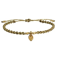 Bettina Vogt Bracciale annodato in Ottone con Filato cerato Linhasita. Larghezza:6,5mm. Sezione:4mm. Lunghezza:15-22cm. Lunghezza variabile.  Foglia Disegno floreale