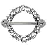 Nipple piercing Surgical Steel 316L Silver 925 Crystal Tribal_pattern