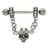 Piercing de pezn Acero quirrgico Cristal Calavera Crneo Hueso