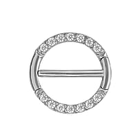 Brustpiercing aus Chirurgenstahl 316L mit Zirkonia. Gewinde:1,6mm. Stein(e) durch Fassung fixiert.