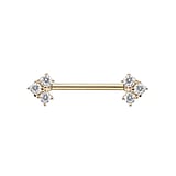 Piercing poitrine Acier chirurgical 316L Zircon Revtement PVD (couleur or) Flche Sagette