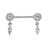 Nipple piercing Surgical Steel 316L Crystal Flower