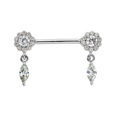 Piercing Téton Ailes D'ange En Acier Chirurgical | Zirconium | Argent, Or Rose | 1,6 Mm 14 Mm - 4