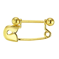 Nipple piercing out of Surgical Steel 316L with PVD-coating (gold color). Thread:1,6mm. Bar length:14mm. Shiny.