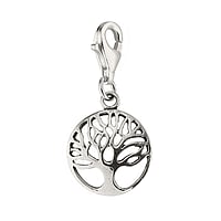 Charm aus Silber 925. Durchmesser:12,5mm. Glnzend.  Baum Baum des Lebens