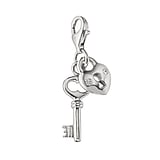 Charm Argent 925 Zircon Coeur Amour Serrure Cl Clef