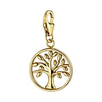 Charm out of Silver 925 with PVD-coating (gold color). Width:14mm. Shiny.  Tree Tree of Life