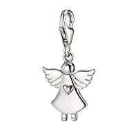 Charm out of Silver 925. Width:14mm. Shiny.  Angel Heart Love