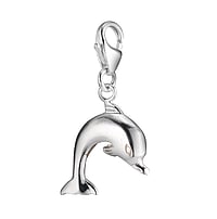 Charm out of Silver 925. Width:14mm. Shiny.  Dolphin