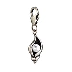 Charm out of Silver 925 with Synthetic Pearls. Width:8mm.  Shell