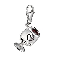 Charm out of Silver 925 with zirconia. Width:8mm. Shiny.