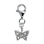 Charm bambini in Argento 925 con Cristallo. Larghezza:8,5mm.  Farfalla