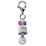 Kids charm Silver 925 Enamel Synthetic Pearls Bell Ribbon Bow Hair_bow