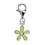 Kids charm out of Silver 925 with Enamel and Crystal. Width:8,9mm.  Flower