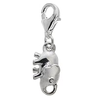 Kids charm out of Silver 925 with Crystal. Width:7,1mm.  Ganesha Elephant