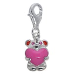 Kinder Charm aus Silber 925 mit Email und Kristall. Breite:8,3mm.  Br Brchen Teddy Teddybr Herz Liebe