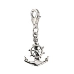 Charm out of Silver 925. Width:11mm. Shiny.  Anchor rope ship boat compass