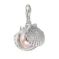 Charm aus Silber 925 mit Ssswasserperle. Breite:16mm. Glnzend.  Muschel