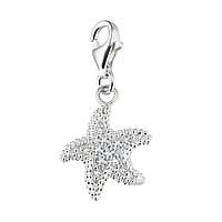 Charm in Argento 925 con Zircone. Larghezza:14mm. brillante. Pietra(e) fissata(e) dalla montatura.  Asteria Stella di mare Stella marina