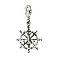 Charm aus Silber 925. Breite:16mm. Glnzend.  Anker Seil Schiff Boot Kompass