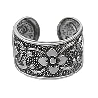 Clip oreille en Argent 925. Largeur:7mm.  Dessin tribal Motif tribal Fleur Feuille Motif floral