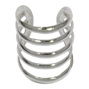 Ear clip Silver 925 Stripes Grooves Rills