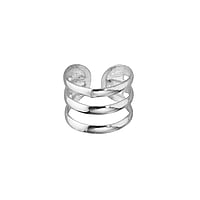 Clip oreille en Argent 925. Largeur:6mm.  Bandes Rayures Zbrure Rainure Rainurage Lignes