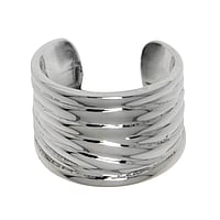 Ear clip out of Stainless Steel. Width:7,3mm.  Stripes Grooves Rills Lines