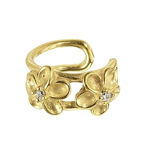 Ear clip Stainless Steel PVD-coating (gold color) Crystal Flower