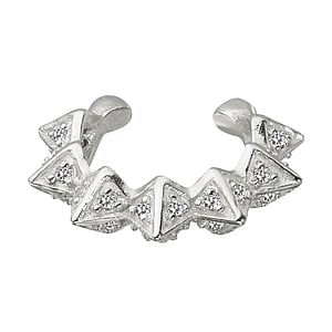 Ear clip Stainless Steel Crystal Triangle