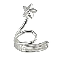 Ear clip out of Silver 925. Length:15mm. Width:10mm. Shiny. Bendable for adjustment and for wearing.  Star