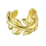 Clip per orecchio in Argento 925 con Rivestimento PVD (colore oro). Larghezza:6mm. brillante. Flessibile ed adattabile.  Foglia Disegno floreale