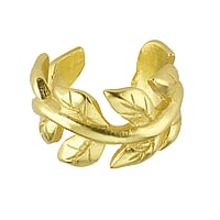 Ear clip out of Silver 925 with PVD-coating (gold color). Width:6mm. Shiny. Bendable for adjustment and for wearing.  Leaf Plant pattern