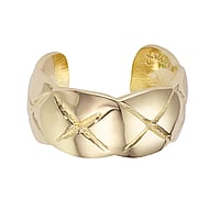 Ear clip out of Silver 925 with PVD-coating (gold color). Width:5,6mm. Shiny.  Cross Stripes Grooves Rills Lines