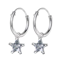 Kids earring out of Silver 925 with zirconia. Diameter:12mm. Stone(s) are fixed in setting.  Star