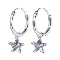 Boucles d'oreilles pour des enfants en Argent 925 avec Zircon. Diamtre:12mm. Pierre(s) fixe(s) par la monture.  toile