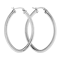 Surgical steel earrings Width:35mm. Length:50mm. Cross-section:4mm. Shiny.