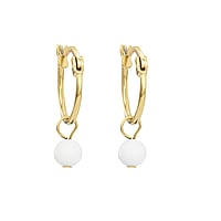 Fashion dangle earrings out of Surgical Steel 316L with PVD-coating (gold color) and Jade. Width:4mm. Diameter:15mm. Cross-section:1,2mm.