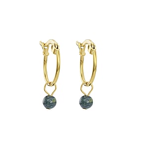Fashion dangle earrings Surgical Steel 316L PVD-coating (gold color) Jade
