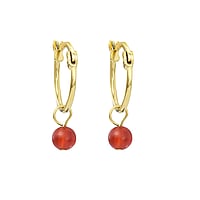 Fashion dangle earrings out of Surgical Steel 316L with PVD-coating (gold color) and Agate. Width:4mm. Diameter:15mm. Cross-section:1,2mm.