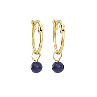 Fashion dangle earrings out of Surgical Steel 316L with PVD-coating (gold color) and Lapis Lazuli. Width:4mm. Diameter:15mm. Cross-section:1,2mm.