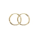 Surgical steel hoop earrings with PVD-coating (gold color). Cross-section:2mm. Shiny.