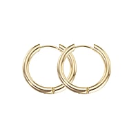 Surgical steel hoop earrings with PVD-coating (gold color). Cross-section:3mm. Shiny.