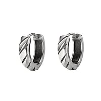 Fashion dangle earrings out of Surgical Steel 316L. Diameter:17mm. Width:4,6mm. Shiny.  Spiral Stripes Grooves Rills Lines