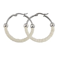 Fashion dangle earrings out of Surgical Steel 316L and Leather. Diameter:38mm.  Spiral